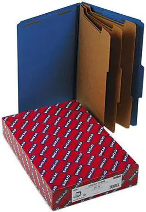 Smead 19096 3" Expansion Classification Folder, 2/5 Cut, Legal, 8-Section, Dark Blue, 10/Box
