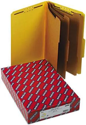 Smead 19098 3" Expansion Classification Folders, 2/5 Cut, Legal, 8-Section, Yellow, 10/Box