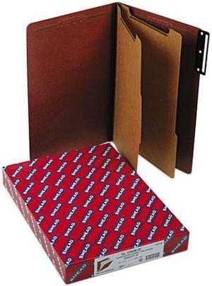 Smead 19230 Pressboard Classification Folders, Metal Tab, Legal, Six-Section, Red, 10/Box
