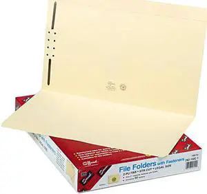 Smead 19510 Folders, One Fastener, Straight Cut, Top Tab, Legal, Manila, 50/Box