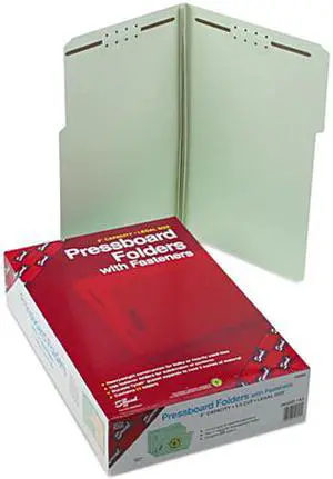 Smead 19944 Three Inch Expansion Fastener Folder, 1/3 Top Tab, Legal, Gray Green, 25/Box