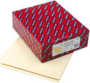 Smead 24127 Folders, 1/2 Cut Top, Reinforced End Tab, Letter, Manila, 100/Box