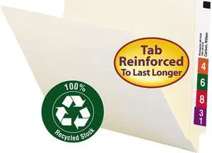 Smead 24160 Recycled File Folders, Straight Tab, Letter, Manila, 100/Box