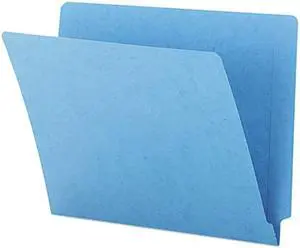 Smead 25010 Colored File Folders, Straight Cut, Reinforced End Tab, Letter, Blue, 100/Box