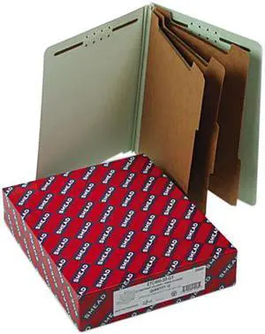 Smead 26820 Pressboard End Tab Classification Folder, Letter, 8-Section, Gray-Green, 10/Box