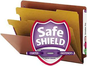 Smead 26860 Pressboard End Tab Classification Folders, Letter, Six-Section, Red, 10/Box