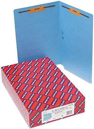 Smead 28040 Two-Inch Capacity Fastener Folders, Straight Tab, Legal, Blue, 50/Box