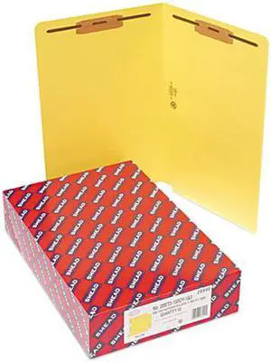 Smead 28940 Two-Inch Capacity Fastener Folders, Straight Tab, Legal, Yellow, 50/Box