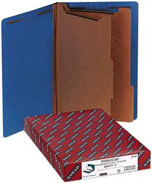 Smead 29784 Pressboard End Tab Classification Folders, Legal, Six-Section, Dark Blue, 10/Box