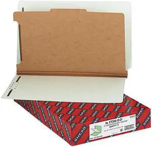 Smead 29800 Pressboard End Tab Classification Folder, Legal, 4-Section, Gray-Green, 10/Box