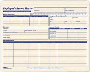 Tops 3280 Employee Record Master File Jacket, 9 1/2 x 11 3/4, 10 Point Manila, 20/Pack