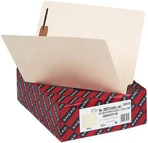 Smead 34215 Heavyweight Folders, Two Fasteners, End Tab, Letter, 14 Point Manila, 50/Box