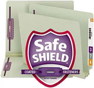 Smead 34725 Three Inch Expansion Folder, Two Fasteners, End Tab, Letter, Gray Green, 25/Box