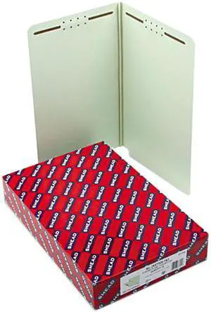 Smead 37705 One Inch Expansion Folder, Two Fasteners, End Tab, Legal, Gray Green, 25/Box