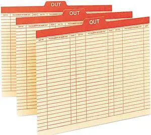 Smead 51910 Charge-Out Record Guides, 1/5 Red "OUT" Tab, Manila, Letter, 100/Box