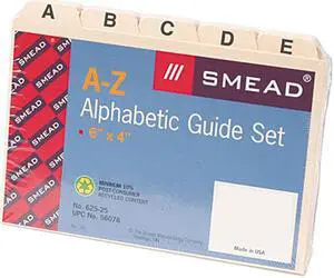 Smead 56076 Self-Tab Card Guides, Alpha, 1/5 Tab, Manila, 4 x 6, 25/Set