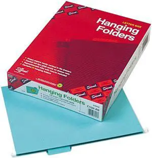 Smead 64058 Hanging File Folders, 1/5 Tab, 11 Point Stock, Letter, Aqua, 25/Box