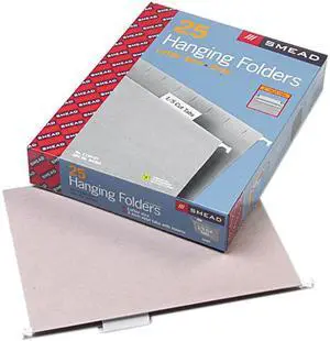 Smead 64063 Hanging File Folders, 1/5 Tab, 11 Point Stock, Letter, Gray, 25/Box