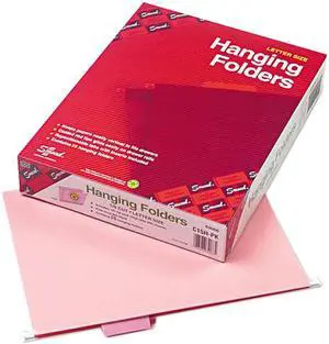 Smead 64066 Hanging File Folders, 1/5 Tab, 11 Point Stock, Letter, Pink, 25/Box