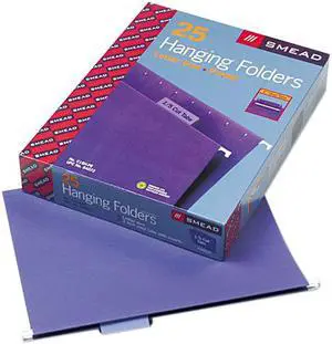 Smead 64072 Hanging File Folders, 1/5 Tab, 11 Point Stock, Letter, Purple, 25/Box
