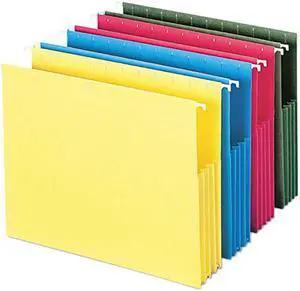 Smead 64290 3" Capacity Hanging File Pockets, Letter, Assorted Colors, 4/Pack