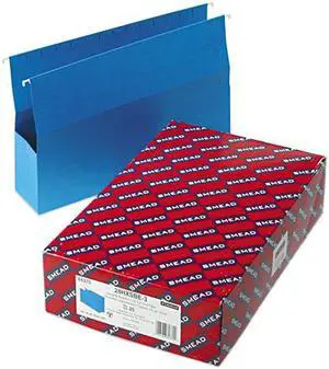 Smead 64370 3" Capacity Closed Side Flexible Hanging File Pockets, Legal, Sky Blue, 25/Box