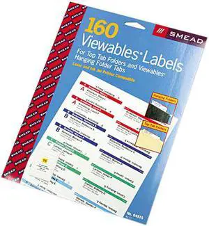 Smead 64915 Viewables Color Labeling System, Label Pack Refill, 3 1/2 Inch, White, 160/Pack