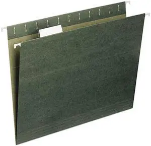 Smead 65001 Recycled Hanging File Folders, 1/5 Tab, 11 Point Stock, Letter, Green, 25/Box