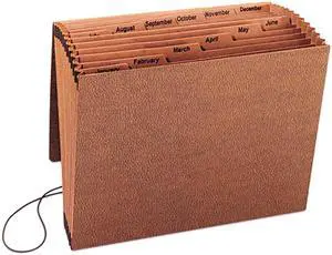 Smead 70388 Jan-Dec Expanding File, 12 Pocket, Letter, Leather-Like Redrope