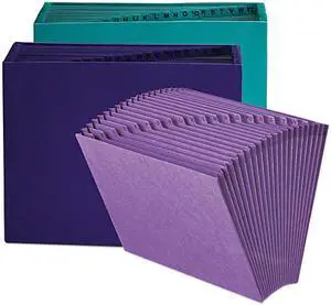 Smead 70717 Heavy-Duty A-Z Open Top Expanding Files, 21 Pockets, Letter, Teal