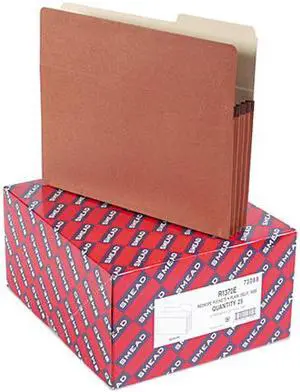 Smead 73088 3 1/2 Inch Expansion Drop Front Pocket, 2/5 Tab, Letter, Manila/Redrope, 25/Box