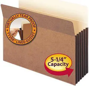 Smead 73274 5 1/4 Inch Expansion File Pocket, Straight Tab, Letter, Manila/Redrope, 10/Box