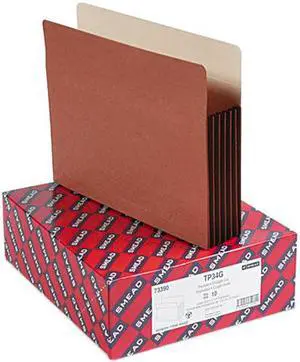 Smead 73390 TUFF® Pocket File Pocket, Straight-Cut Tab, 5-1/4" Expansion, Letter, Redrope, 10/Box