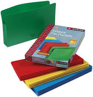 Smead 73550 Expansion Drop Front File Pockets, Straight Tab, Poly, Legal, Assorted, 4/Box