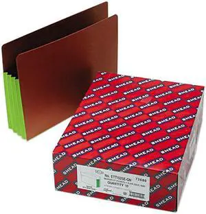 Smead 73680 3 1/2 Inch Expansion File PocketsStraight Tab, Letter, Green/Redrope, 10/Box