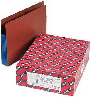 Smead 73689 5 1/4 Inch Expansion File PocketsStraight Tab, Letter, Blue/Redrope, 10/Box