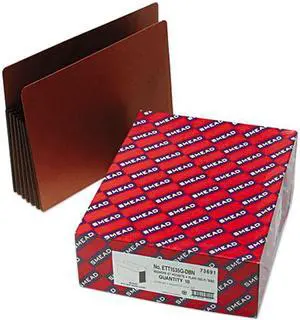 Smead 73691 5 1/4 Inch Expansion File PocketsStraight Tab, Letter, Brown/Redrope, 10/Box