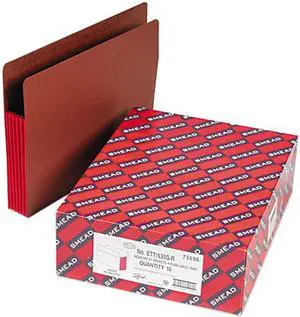 Smead 73696 5 1/4 Inch Expansion File PocketsStraight Tab, Letter, Red/Redrope, 10/Box