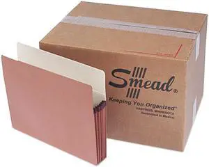 Smead 73810 5 1/4 Inch Expansion File Pocket, Straight Tab, Letter, Manila/Redrope, 50/Box