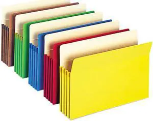 Smead 73892 3 1/2 Inch Expansion Colored File Pocket, Straight Tab, Letter, Assorted, 5/Pack