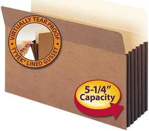 Smead 74274 5 1/4 Inch Expansion File Pockets, Straight Tab, Legal, Manila/Redrope, 10/Box
