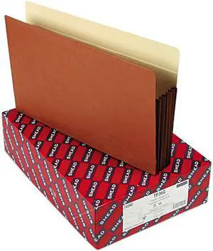 Smead 74390 5 1/4 Inch Expansion Pocket with Tyvek, Straight, Legal, Manila/Redrope, 10/Box