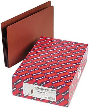 Smead 74691 5 1/4 Inch Expansion File PocketsStraight Tab, Legal, Brown/Redrope, 10/Box