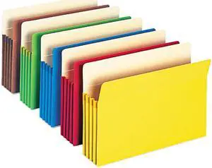 Smead 74892 3 1/2 Inch Expansion Colored File Pocket, Straight Tab, Legal, Assorted, 5/Pack