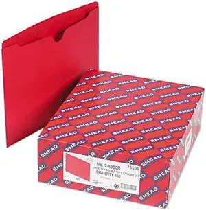 Smead 75509 File Jackets, Reinforced Double-Ply Tab, Letter, 11 Point Stock, Red, 100/Box