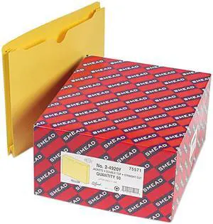 Smead 75571 File Jacket with Double-Ply Tab and Two Inch Expansion, Letter, Yellow, 50/Box