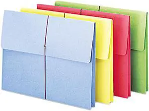 Smead 77251 Two Inch Expansion Wallet, Elastic Cord, Letter, Blue/Green/Red/Yellow, 50/Box