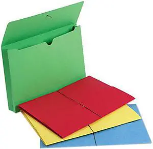 Smead 77271 Two Inch Expansion Wallet, Elastic Cord, Legal, Blue/Green/Red/Yellow, 50/Box
