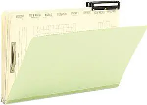 Smead 78208 Pressboard Mortgage File Folder with Dividers & Metal Tab, Legal, Green, 10/Box