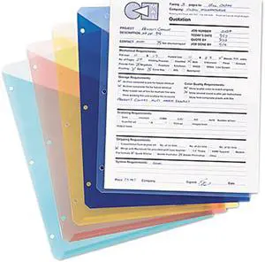 Smead 89505 Slash Pocket Jackets, Letter, Poly, Blue/Clear/Green/Red/Yellow, 5/Pack